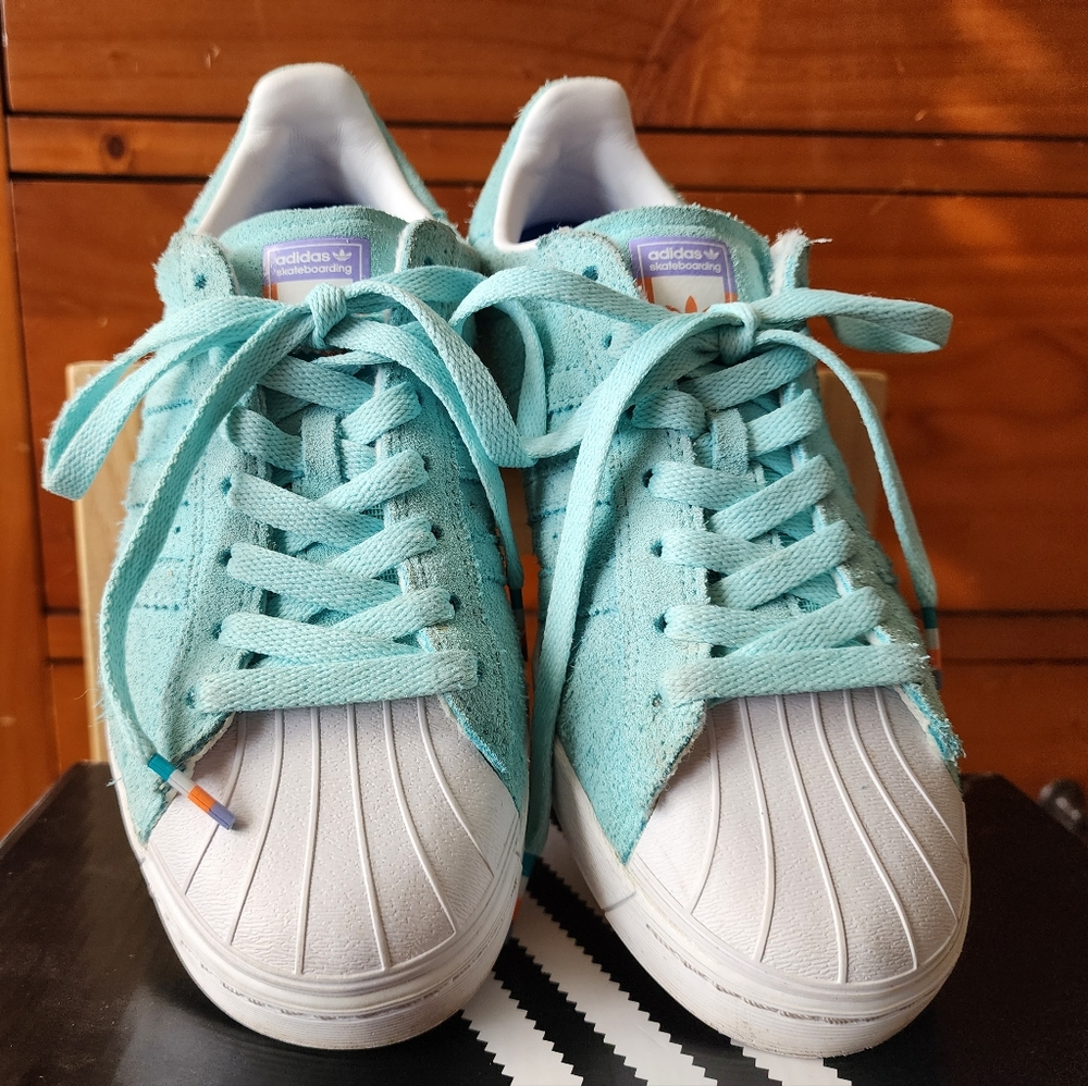 Adidas Skateboarding Shoes Superstar Volcano Pastel Green 38 5 1/2 - Picture 2 of 14